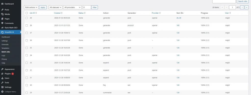 SmartKit AI: Managing Jobs
