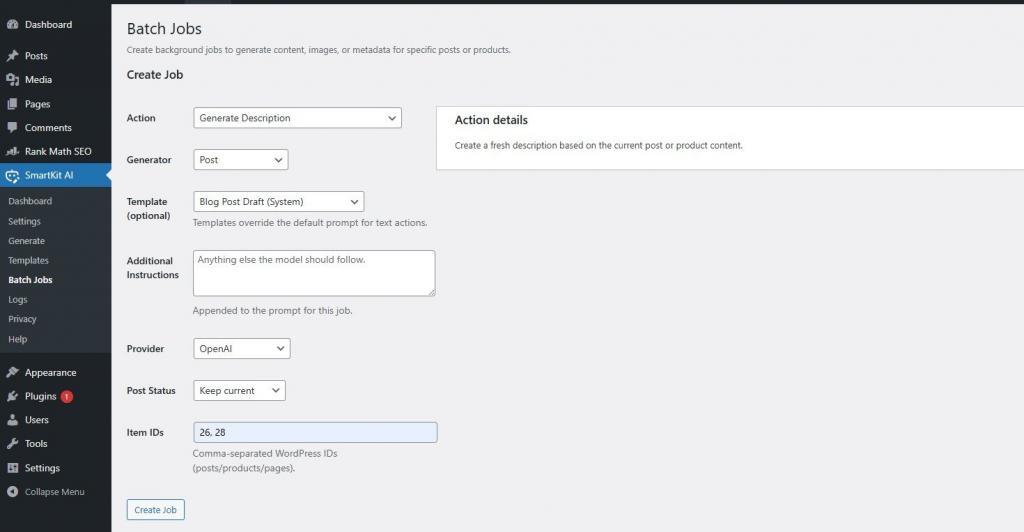 SmartKit AI: Creating a Batch Job