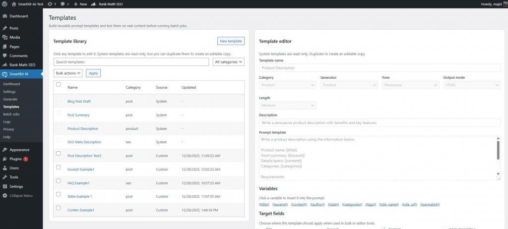 SmartKit AI: Managing Templates