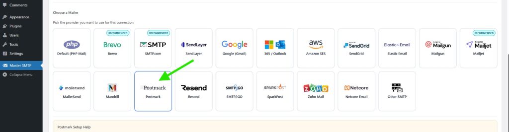012 deliverykitsmtp postmark setup postmark selected - CodeMaster Hub