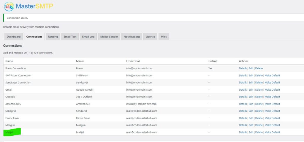 019 deliverykitsmtp mailjet smtp setup mailjet connection saved - CodeMaster Hub