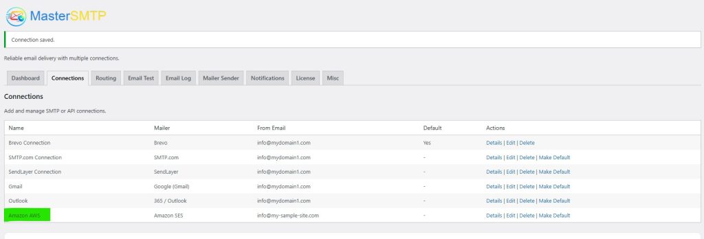 deliverykitsmtp aws connection saved - CodeMaster Hub