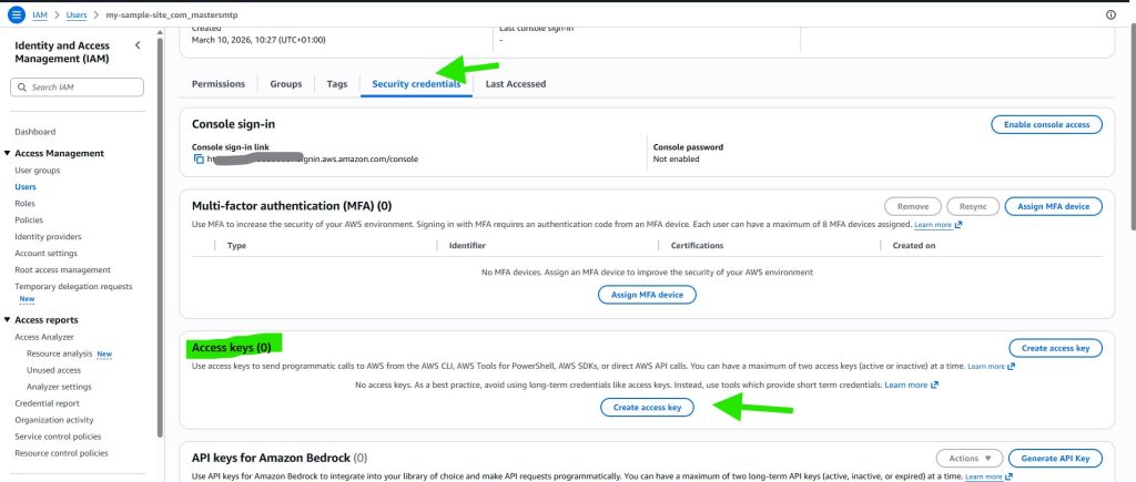 deliverykitsmtp aws create access key - CodeMaster Hub
