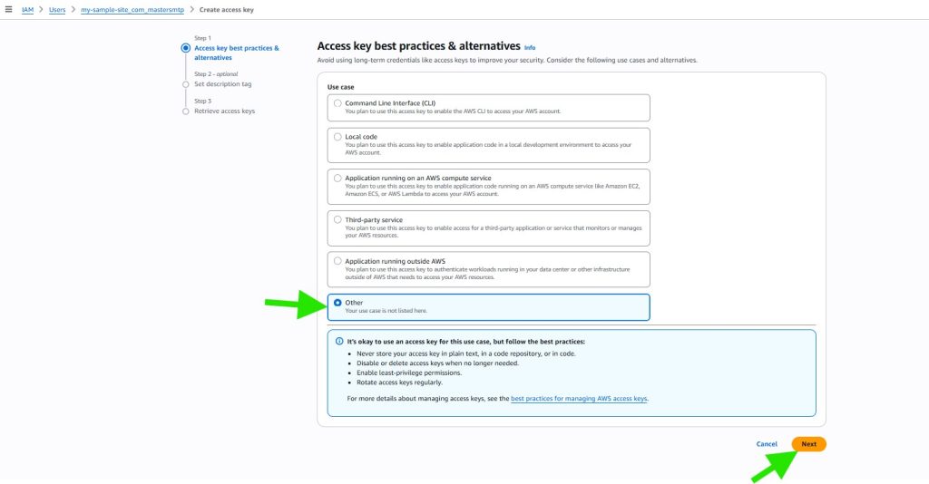 deliverykitsmtp aws other access keys - CodeMaster Hub