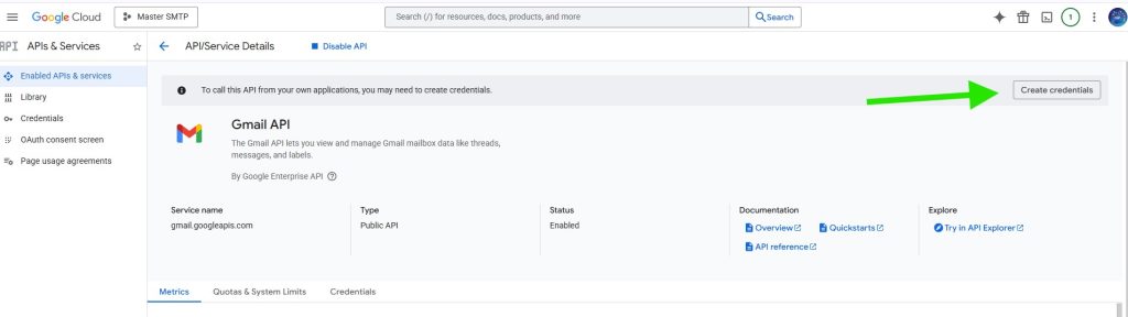 deliverykitsmtp create credentials gmail api - CodeMaster Hub