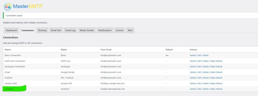 deliverykitsmtp sendgrid connection saved - CodeMaster Hub