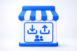 Products 7 Customers Import & Export Add-on for StoreMove showing WooCommerce customer import and export icons