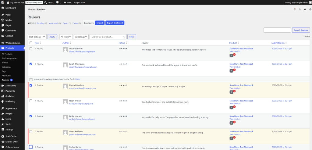 WooCommerce Export Only the Reviews You Need